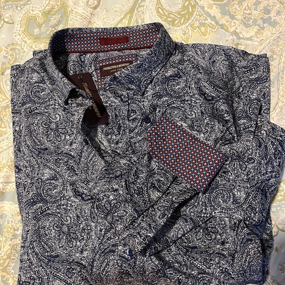 Johnston and Murphy paisley button down shirt!